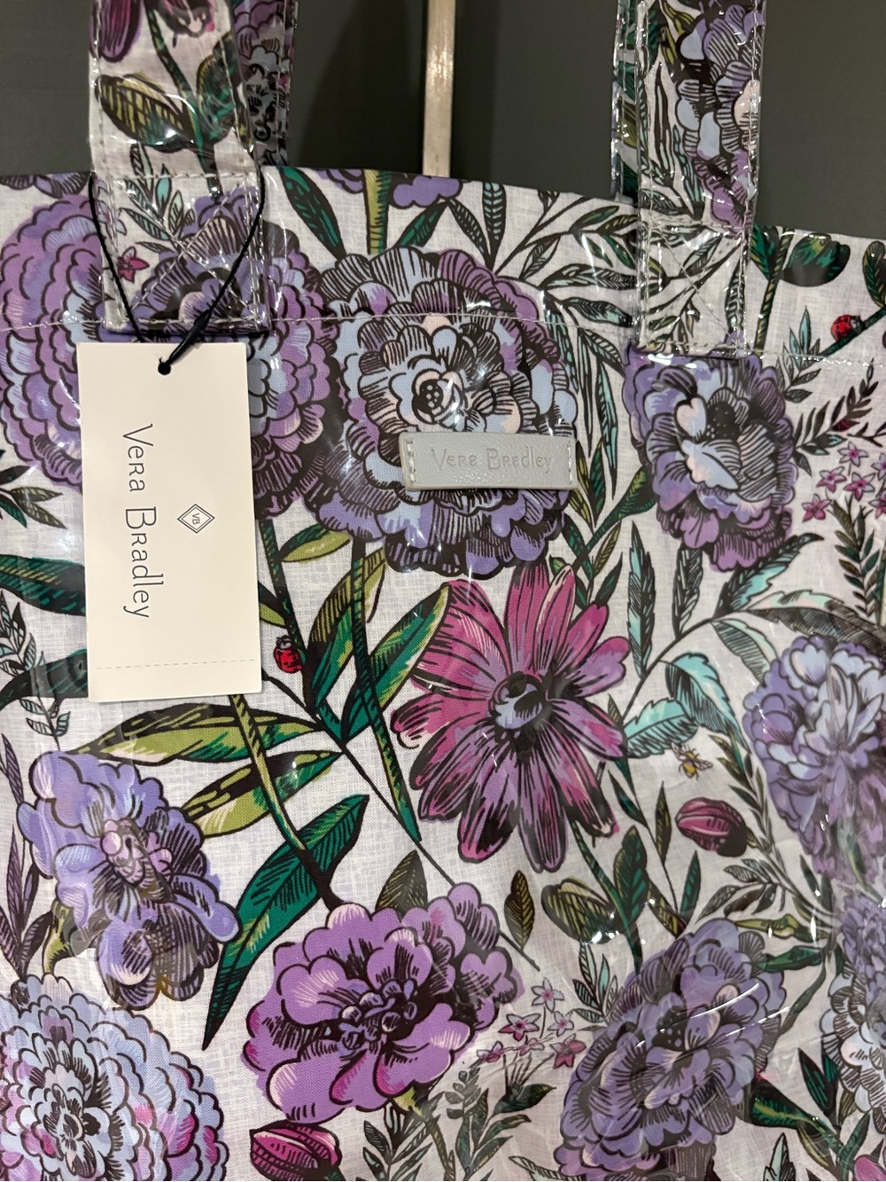 Vera Bradley Floral Canvas Tote in Purple, Pink and Green - Picture 2 of 3